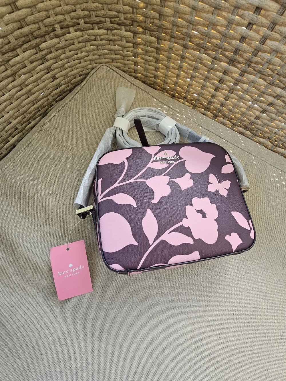 Kate Spade Floral Pink and Black Crossbody Bag